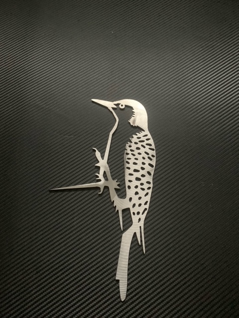 Woodpecker Tree Decoration Plasma Cut Metal Art