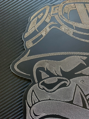 Bulldog Biker Engraved and Plasma Cut Art