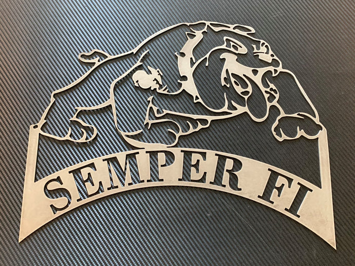 US Marine Corps Bulldog With Semper Fi Banner