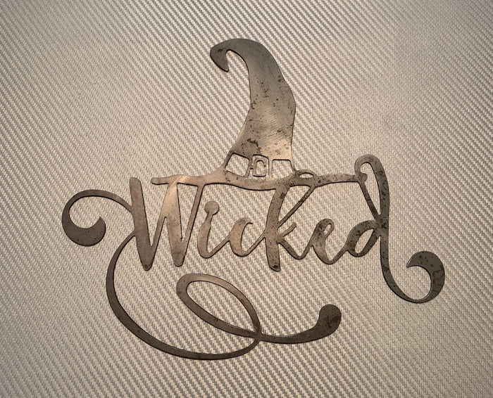 Wicked Metal Art Sign With Witches Hat