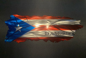 Puerto Rico Flag Painted Engraved And Plasma Cut Metal Art