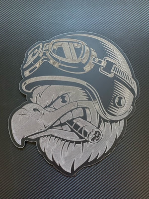 Eagle Biker With Cigar Engraved and Plasma Metal Art