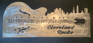 Cleveland Rocks Guitar with skyline