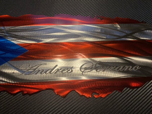 Puerto Rico Flag Painted Engraved And Plasma Cut Metal Art