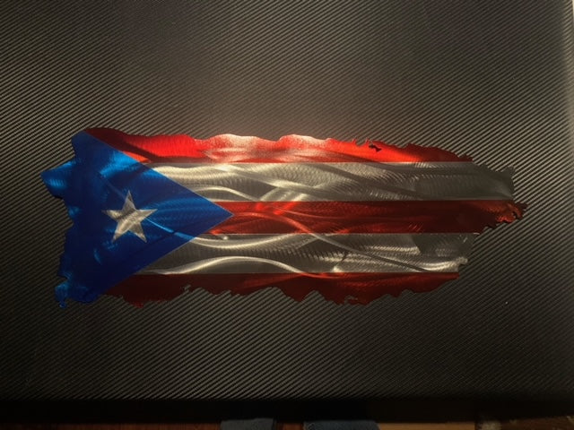 Puerto Rico Flag Painted Engraved And Plasma Cut Metal Art