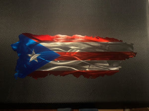 Puerto Rico Flag Painted Engraved With Name And Plasma Cut Metal Art