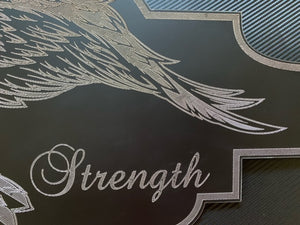 Courage and Strength Engraved and Plasma Cut Metal Art