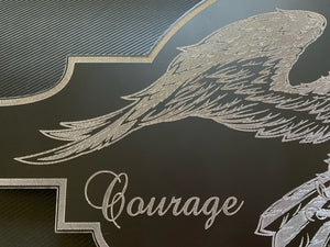 Courage and Strength Engraved and Plasma Cut Metal Art