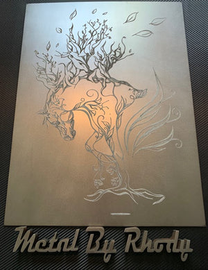 A Horse With A Mane Of Branches Engraved Metal Art